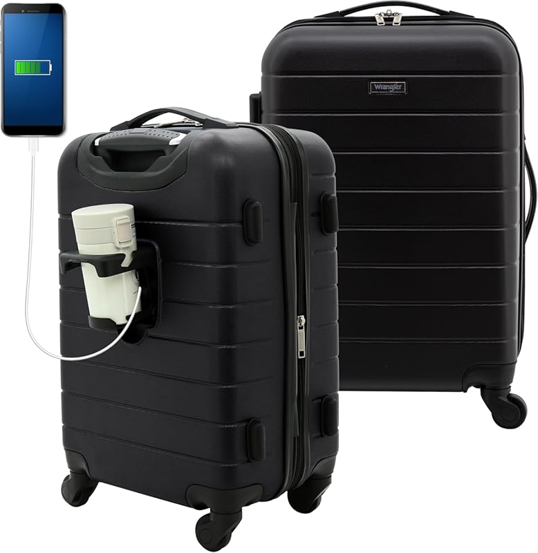 Wrangler 22in Smart Spinner Hardside Carry-On Luggage in Black