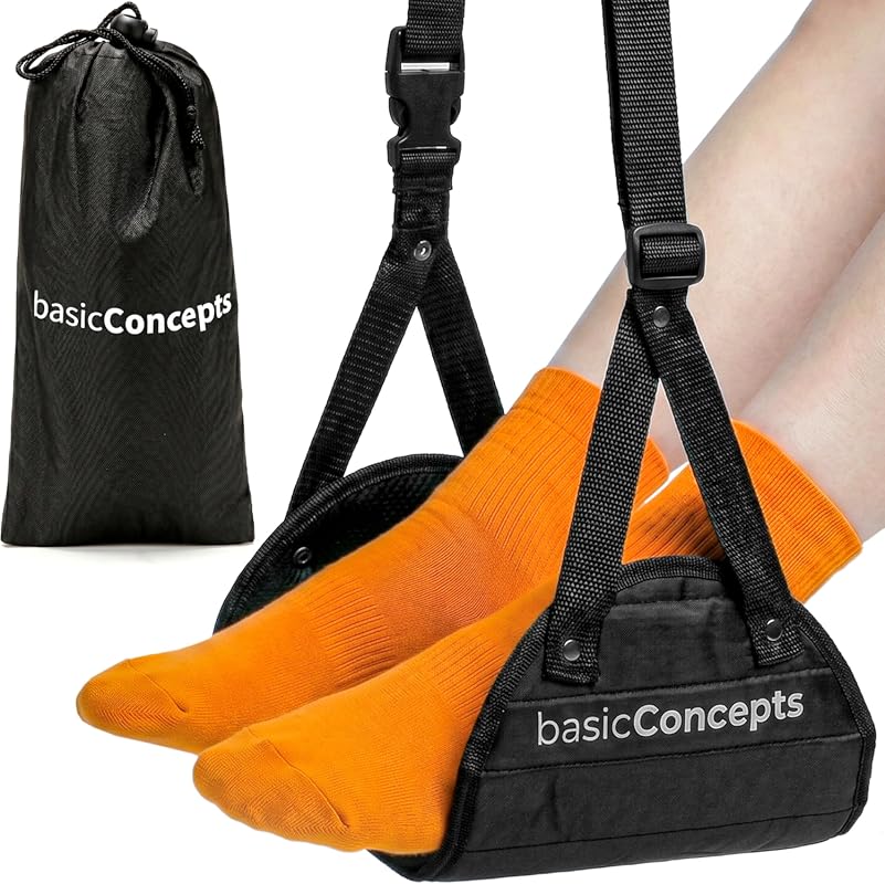 BASIC CONCEPTS Airplane Foot Hammock for Long Flights, Comfortable Pla