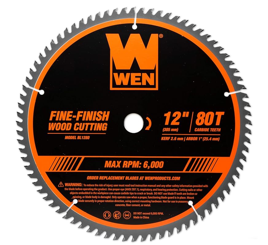 WEN BL1280 12-Inch 80-Tooth Fine-Finish Miter Saw Blade