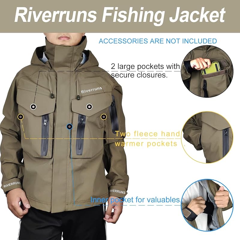 Riverruns Breathable Outdoor Fly Fishing Wading Jacket – Lightweight R