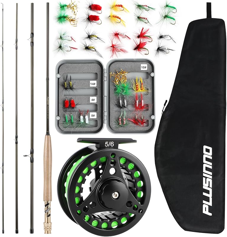 PLUSINNO Fly Fishing Rod and Reel Combo – 4 Piece Lightweight Graphite
