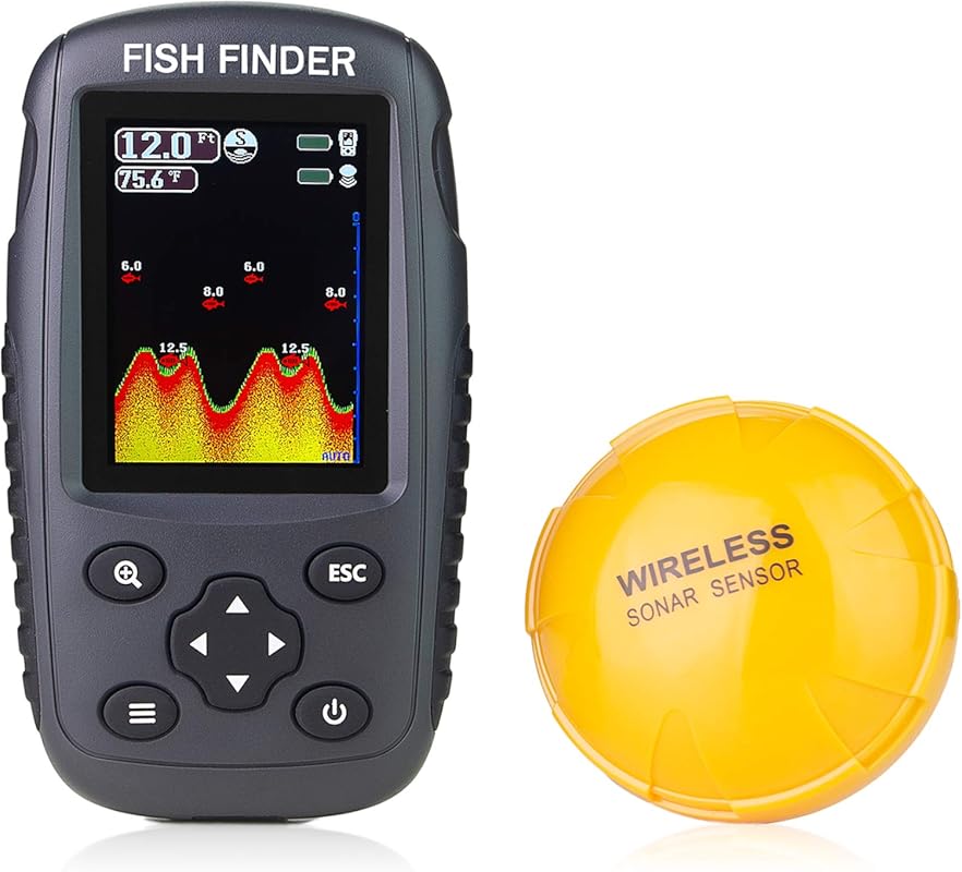 Portable Rechargeable Fish Finder with Wireless Sonar, Color LCD Displ