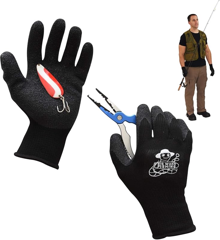 Textured Grip Fish Handling/Cleaning Gloves with Soft Lining, One Size