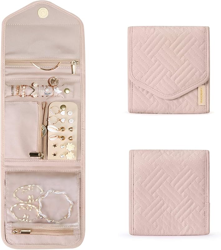 BAGSMART Foldable Small Jewelry Organizer for Journey, Soft Pink Ring