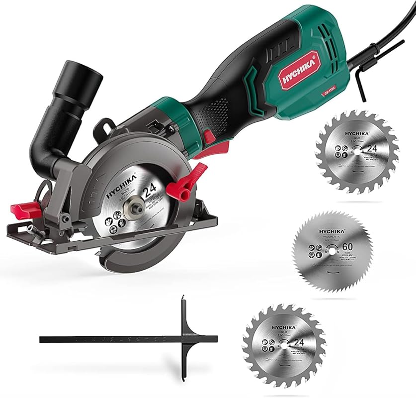 HYCHIKA 6.2A Mini Circular Saw with 3 Blades, 4-1/2