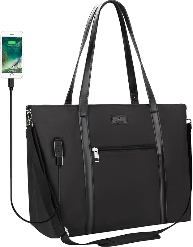 Laptop Tote Bag 17 Inch with USB Port & 15 Pockets, Organized Teacher 