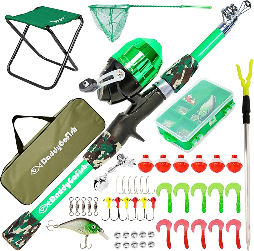 DaddyGoFish Kids Fishing Rod Reel Combo with Tackle Box – First-Year S