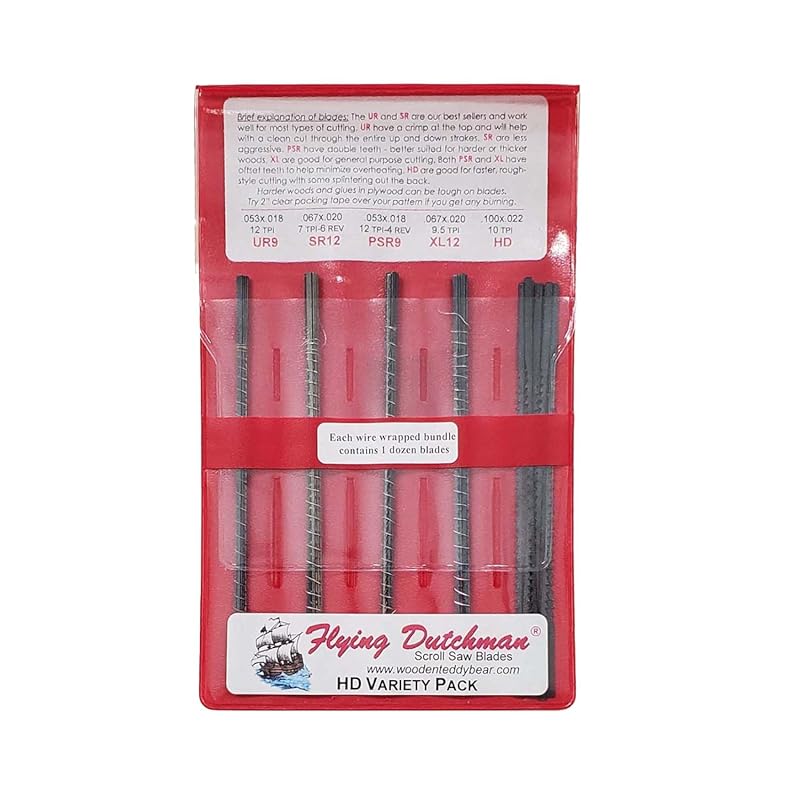 Flying Dutchman Heavy Duty Pinless Scroll Saw Blade Variety Pack - 5 D