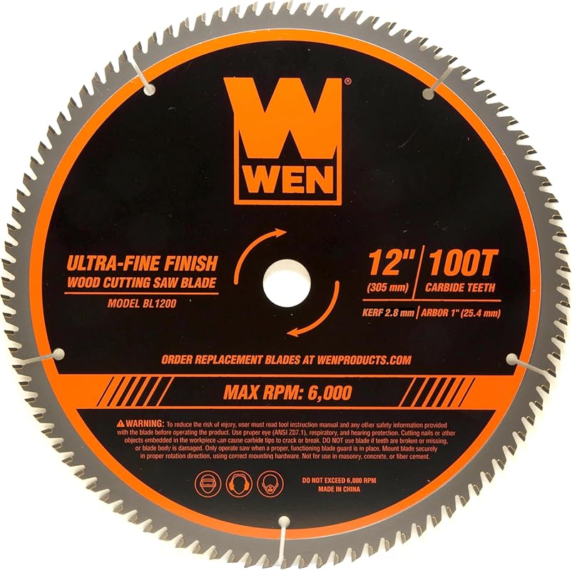 WEN BL1200 12-Inch Carbide-Tipped Ultra-Fine Finish Saw Blade for Miter & Table Saws, Silver