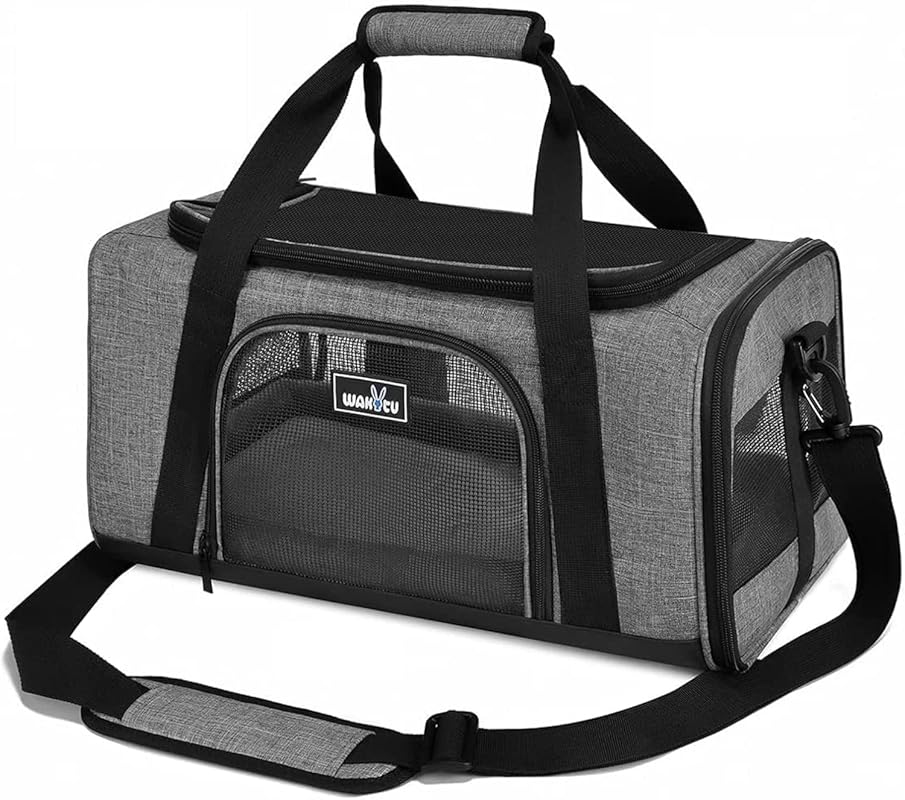 Wakytu TSA Approved Soft Sided Pet Carrier with 5 Mesh Windows & Padde