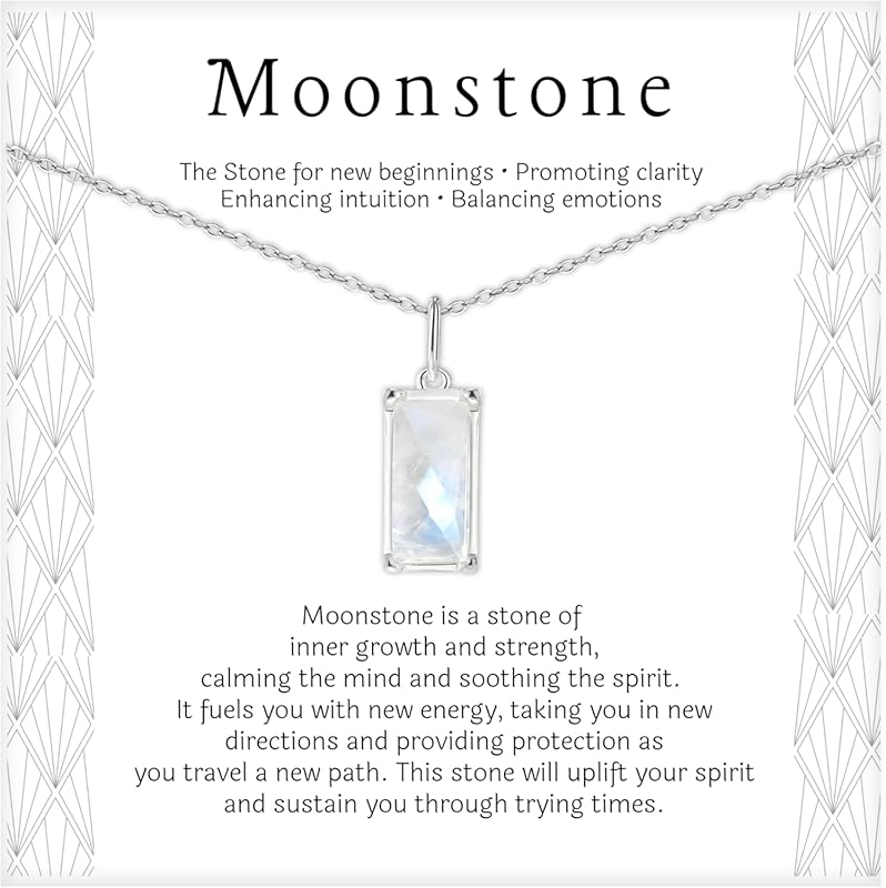 Rainbow Moonstone Sterling Silver Necklace for Women, Hope Love Shine