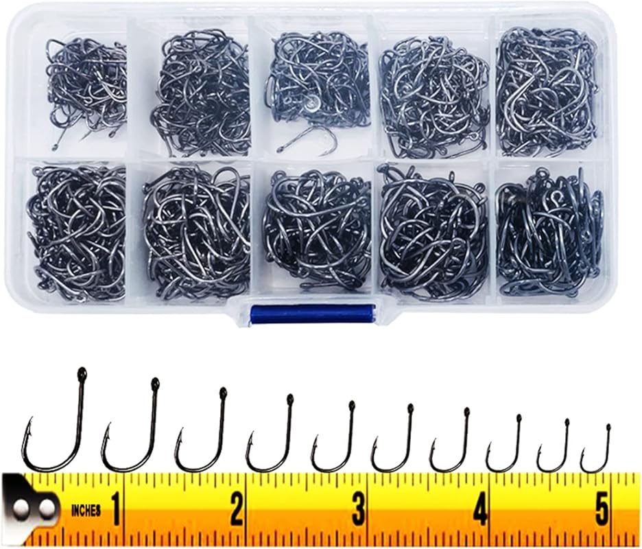 300PCS High-Carbon Steel Barbed Fishing Hooks Assortment with Portable