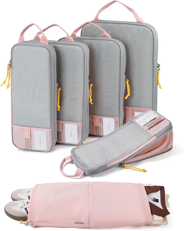BAGSMART 6-Piece Compression Packing Cubes Set for Travel, Lightweight
