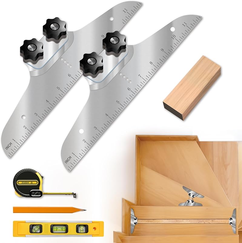 NAACOO Stair Tread Tool Set with Level, Tape & Pencil for Risers & Par