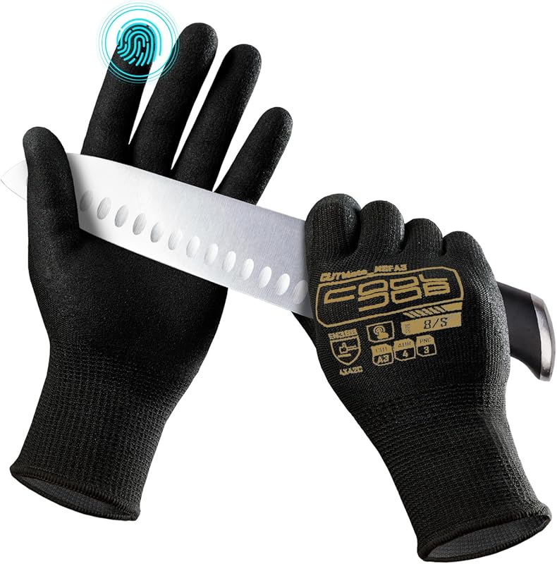 COOLJOB A3 Nitrile Grip Cut Resistant Safety Gloves for Gardening & Co