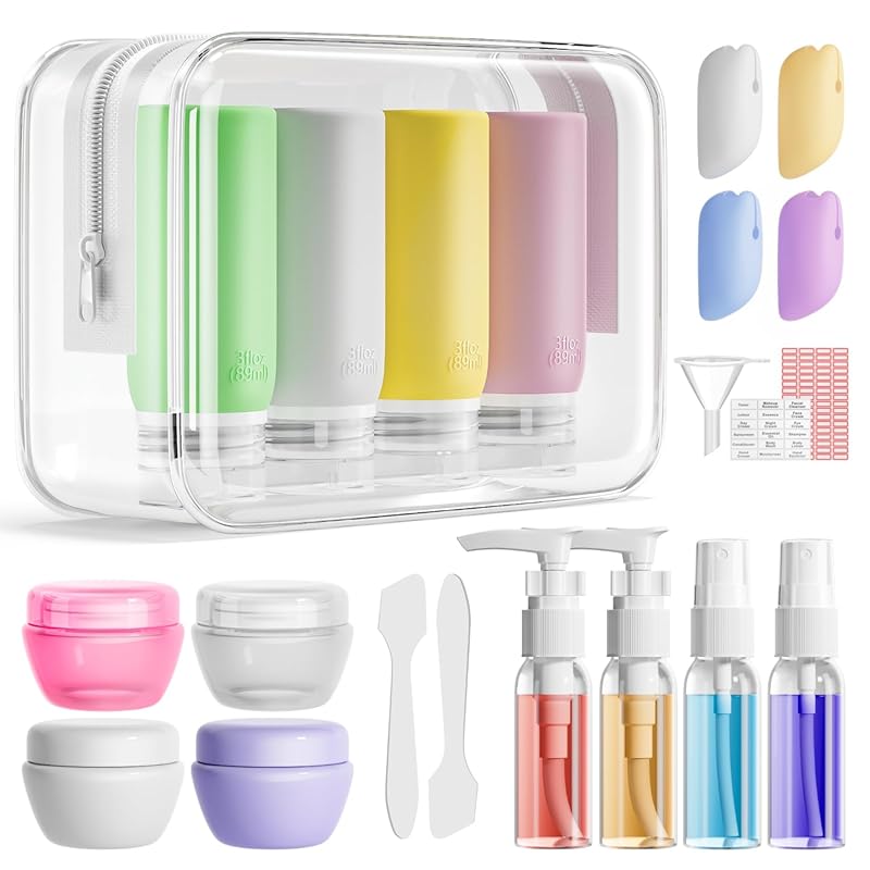 Muslish 21 Pack Leak Proof Silicone Travel Bottles Set, TSA Approved T