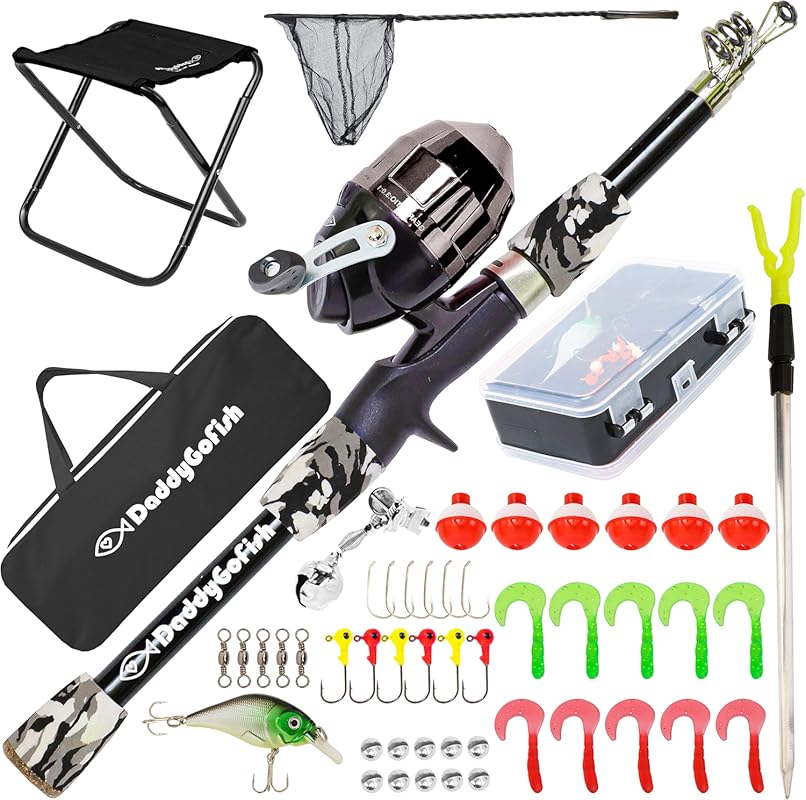 DaddyGoFish Kids Fishing Rod Reel Combo with Tackle Box – First-Year S