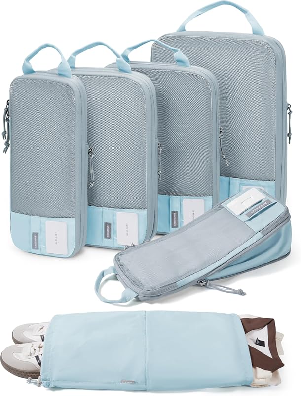 BAGSMART 6-Set Compression Packing Cubes for Travel, Lightweight Lugga