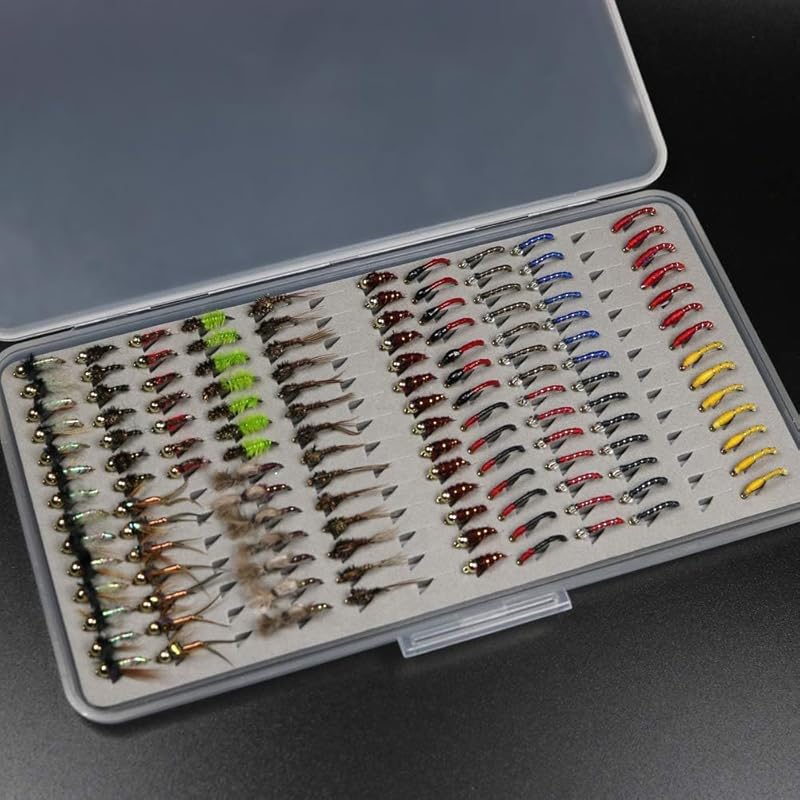 Ultra-Thin Portable Nymph Scud Midge Flies Kit – 133pcs with Box for T