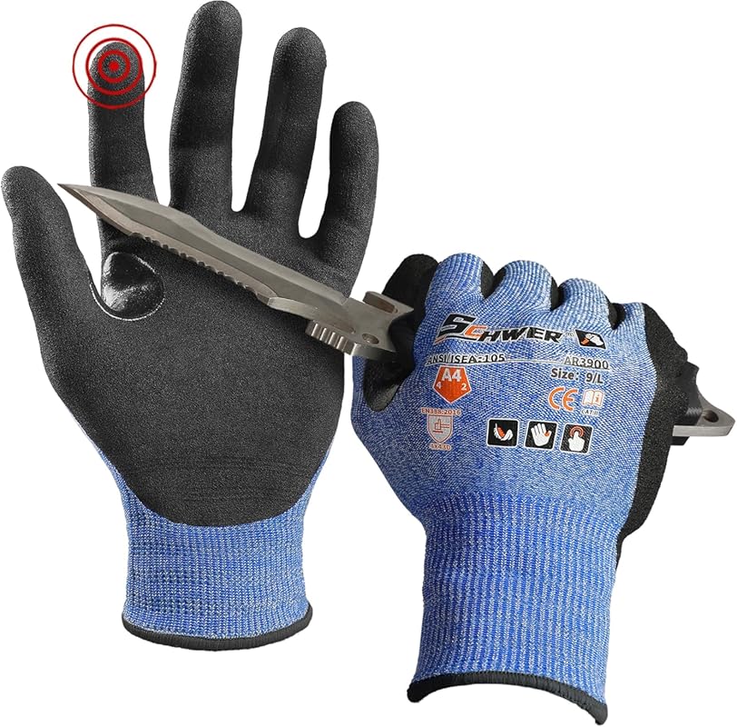 Schwer A4 AIR-SKIN Lightweight Cut Resistant Work Gloves, Touchscreen 