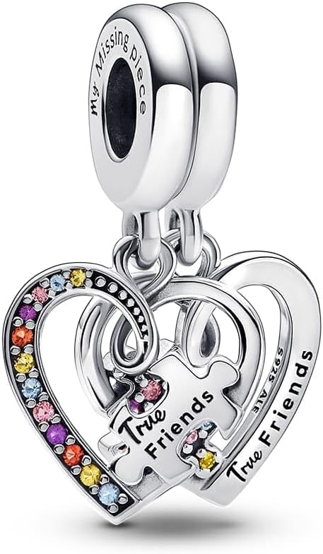 PANDORA Puzzle Piece Hearts Splittable Friendship Dangle Charm – Sterl