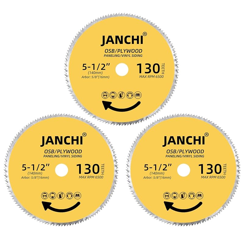 3Pack 5-1/2 Inch 130T Circular Saw Blade for Fast Cuts with 5/8