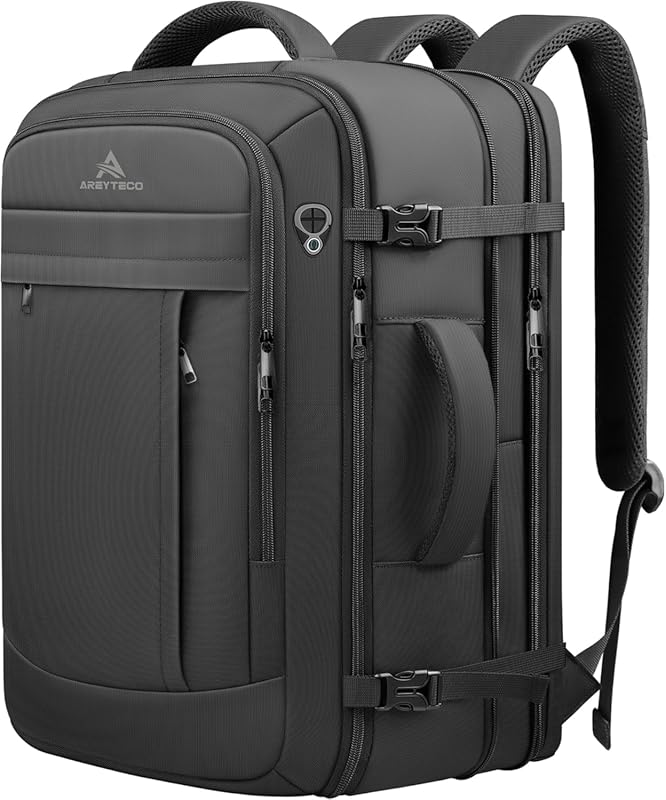 AREYTECO 50L/60L Expandable Travel Backpack, Large Carry On Luggage wi
