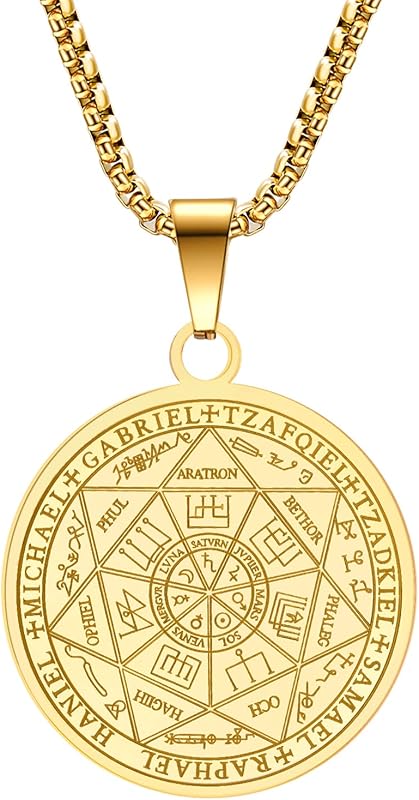 316L Stainless Steel Seven Archangels Protection Pendant Necklace with