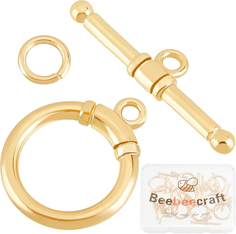 Beebeecraft 10 Sets 18K Gold Plated Toggle Clasps for Necklace/Bracele