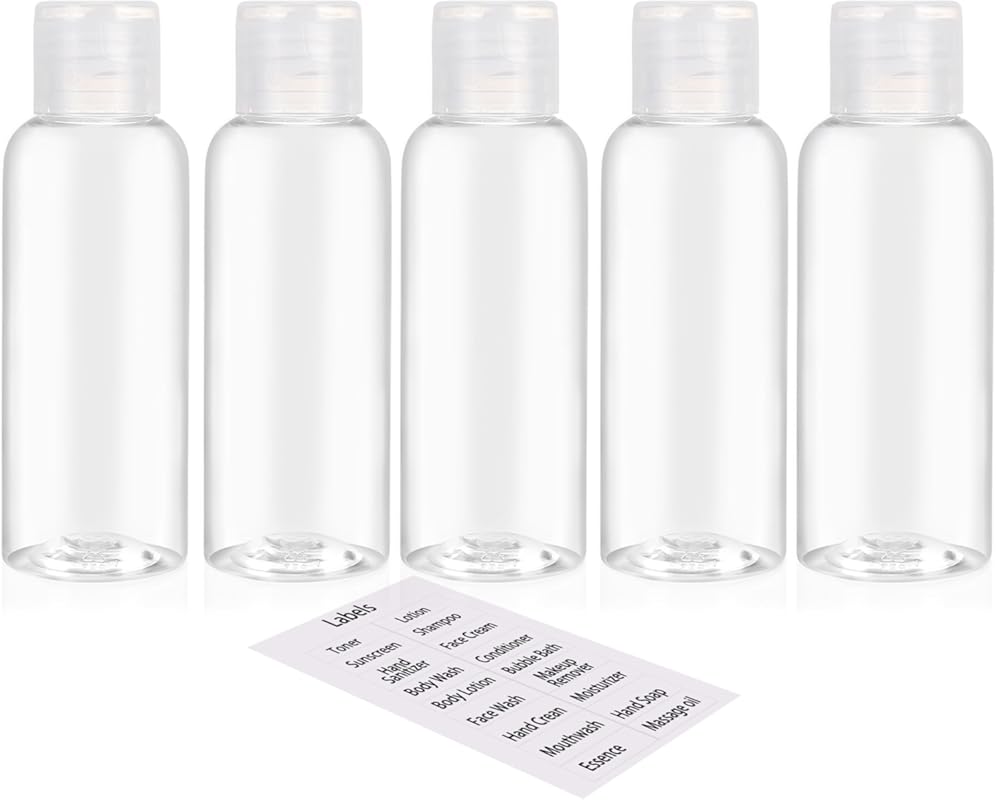 DNSEN 5 Pack 3.4oz TSA Approved Leak-Proof Plastic Travel Bottles for 