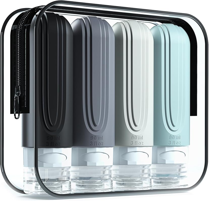 Mrsdry 4 Pack 3oz TSA Approved Leak-Proof Silicone Travel Bottles for 
