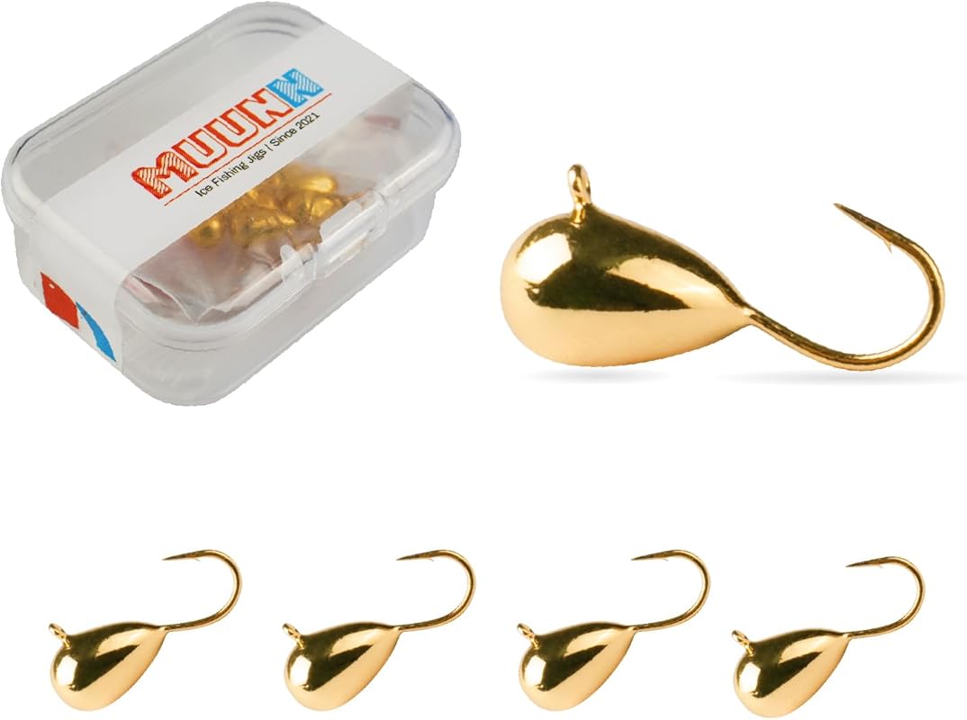 5-Pack Tungsten Glow Teardrop Ice Jig Hooks for Crappie Walleye Panfis