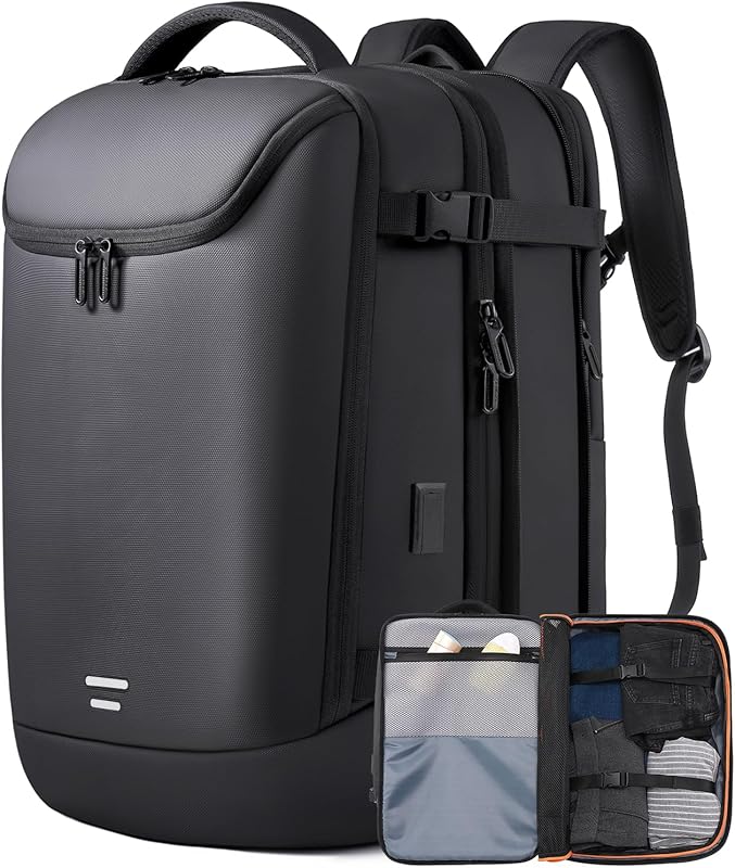 TANGCORLE 50L Expandable Carry On Backpack with USB Port, Water Resist