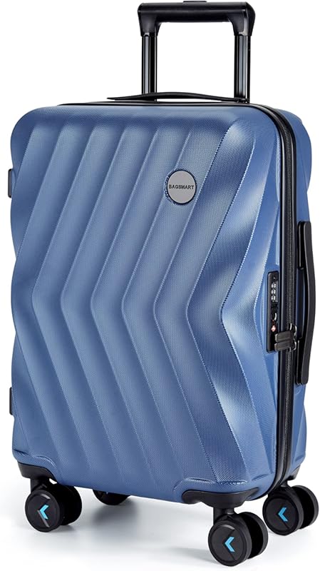 Navy Blue 20 Inch Hardside Airline Approved Carry On Luggage with PC S
