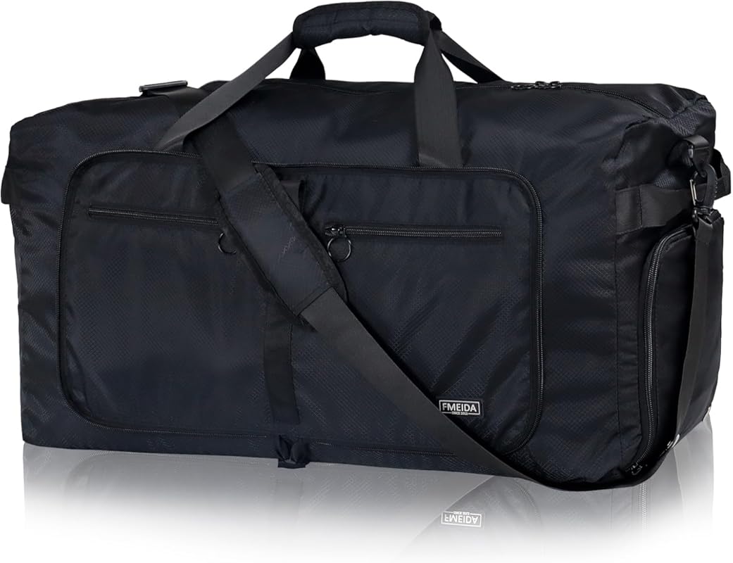 Water-Repellent Tear-Resistant Foldable 65L Duffle Bag with Shoe Compartment