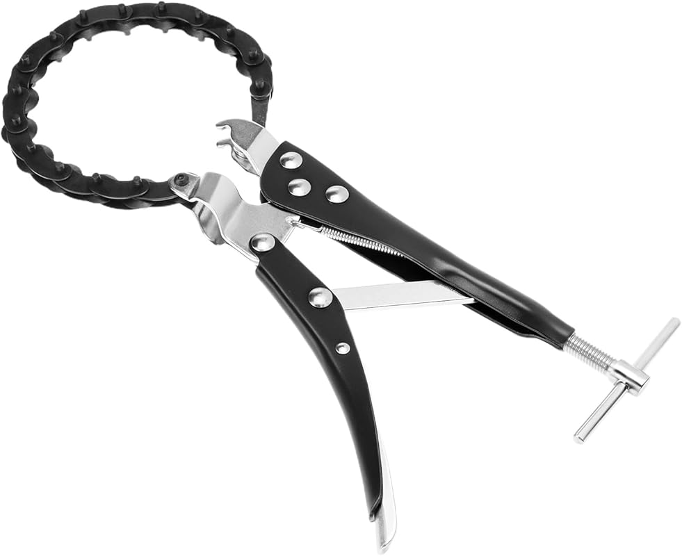 QWORK Tailpipe Chain Cutter for Exhaust Tubes, Black Carbon Steel Pipe