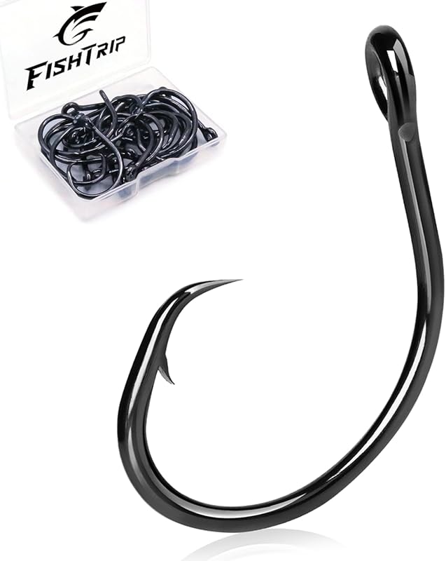 25pcs Circle Hooks Saltwater & Freshwater, 5X Strong Non-Offset Wide-G