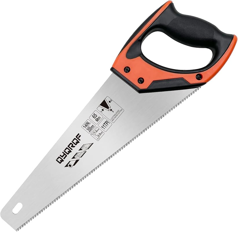 14 Inch Heavy Duty Hand Saw with Ergonomic Handle for Wood, Plastic & 