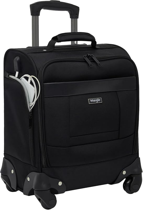 17-Inch Black Underseat Spinner Carry-On Luggage for Air Travel