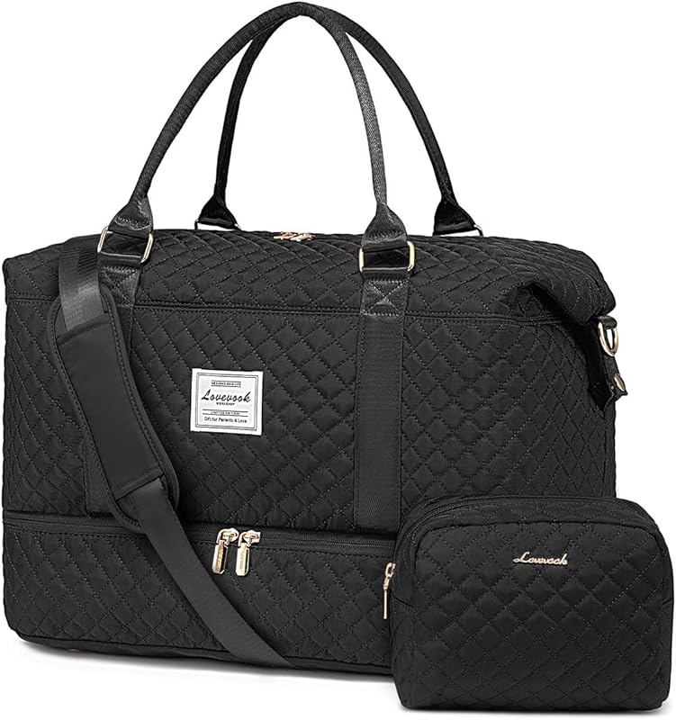 LOVEVOOK Weekender Travel Duffel Bag with Shoe & Wet Pocket, Includes