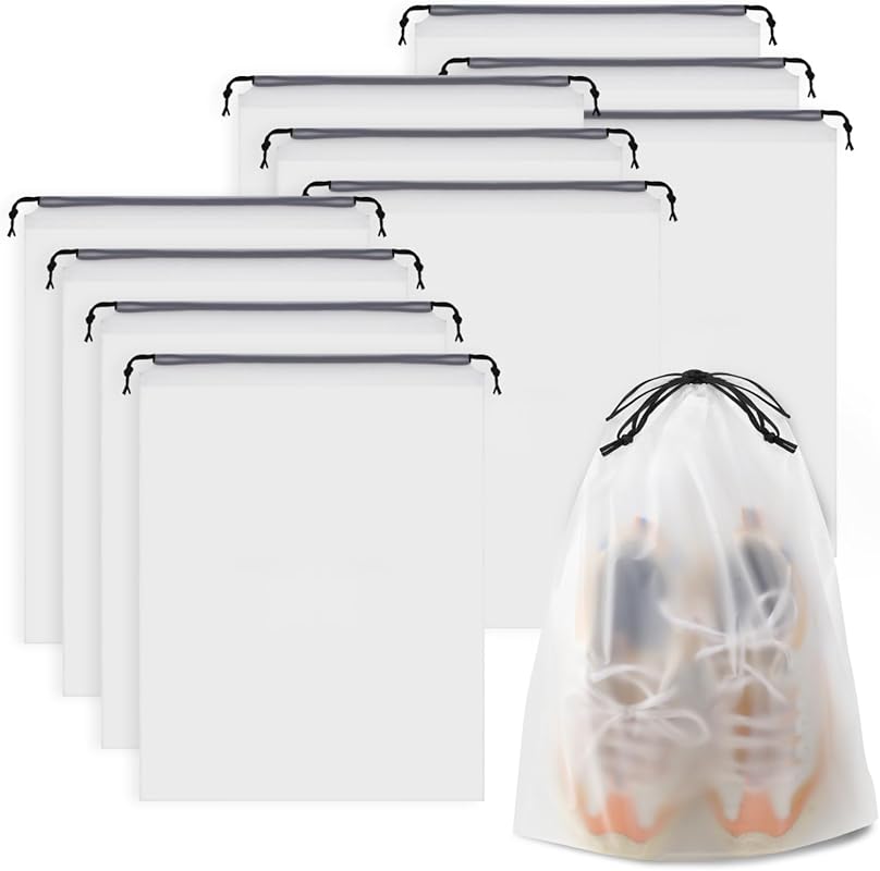 Waterproof Drawstring Shoe Bags – 10 Pack, 15.7