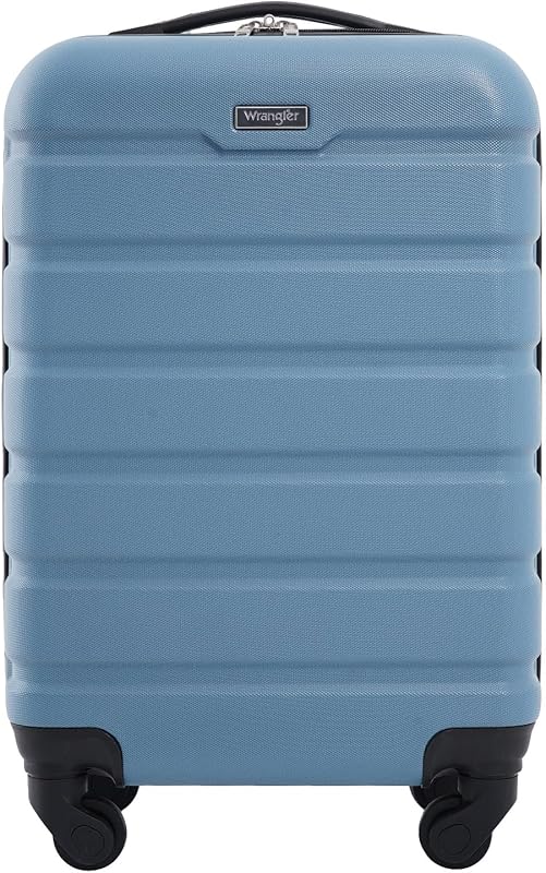 Wrangler Hardside Spinner Luggage, Blue Heaven, 20-Inch Carry-On with 