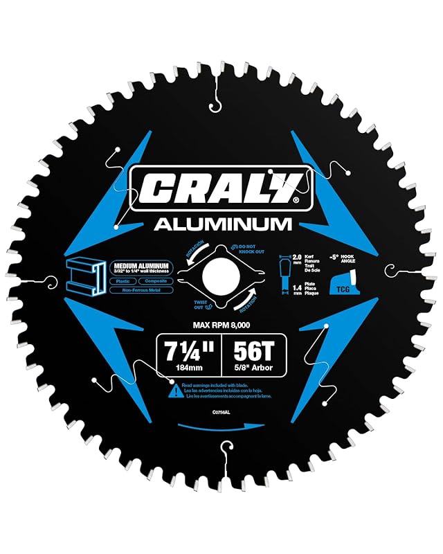 CRALY 7-1/4 Inch Carbide-Tipped Circular Saw Blade for Aluminum & Comp