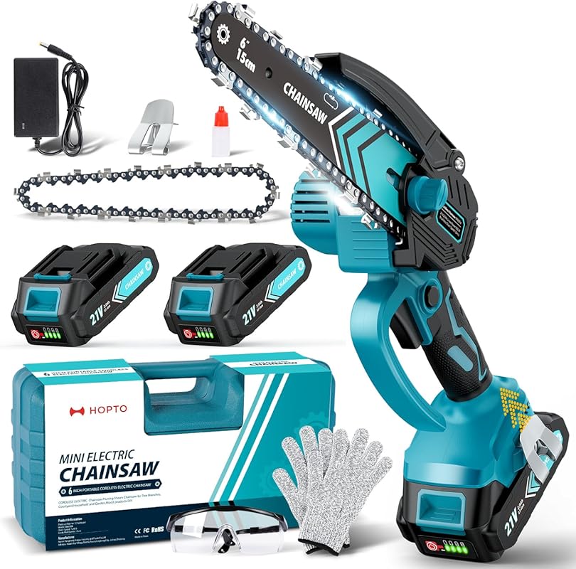 Electric Mini Chainsaw 6-Inch Cordless Battery-Powered One-Hand Trimmi