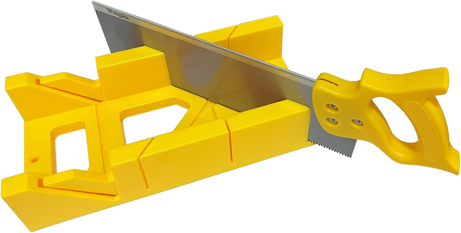 Precision Mitre Box & Saw Set for Wood, Gypsum – 45°/90° Angles, Stora