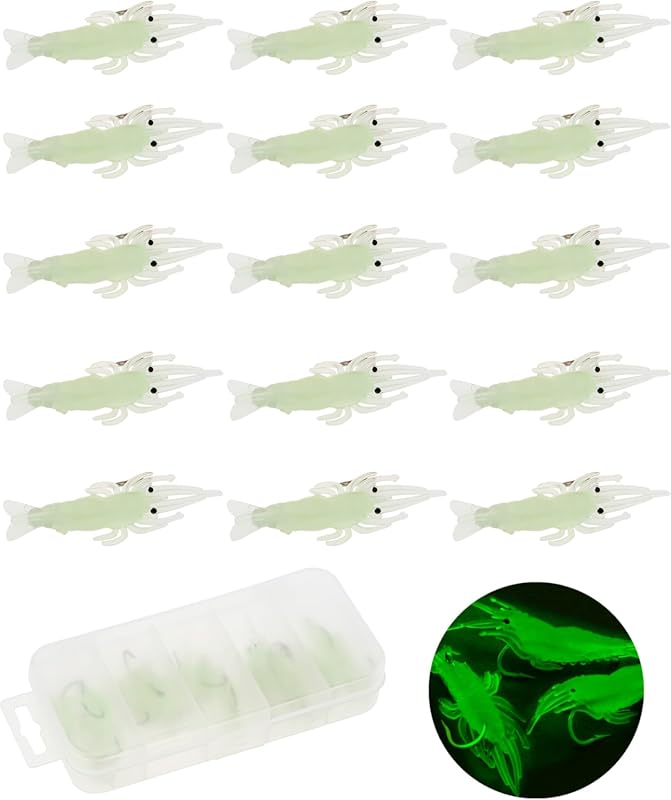 15pcs Realistic Shrimp Lures for Bass, Walleye, Trout & Freshwater/Sal