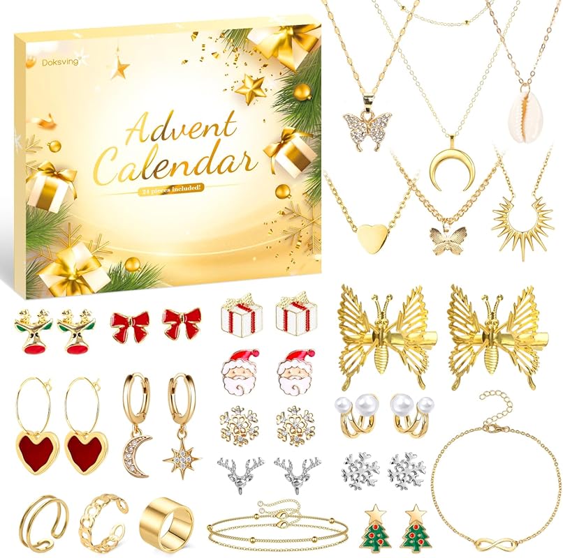 2024 Jewelry Advent Calendar for Women - Fashion Bracelet, Necklace, R