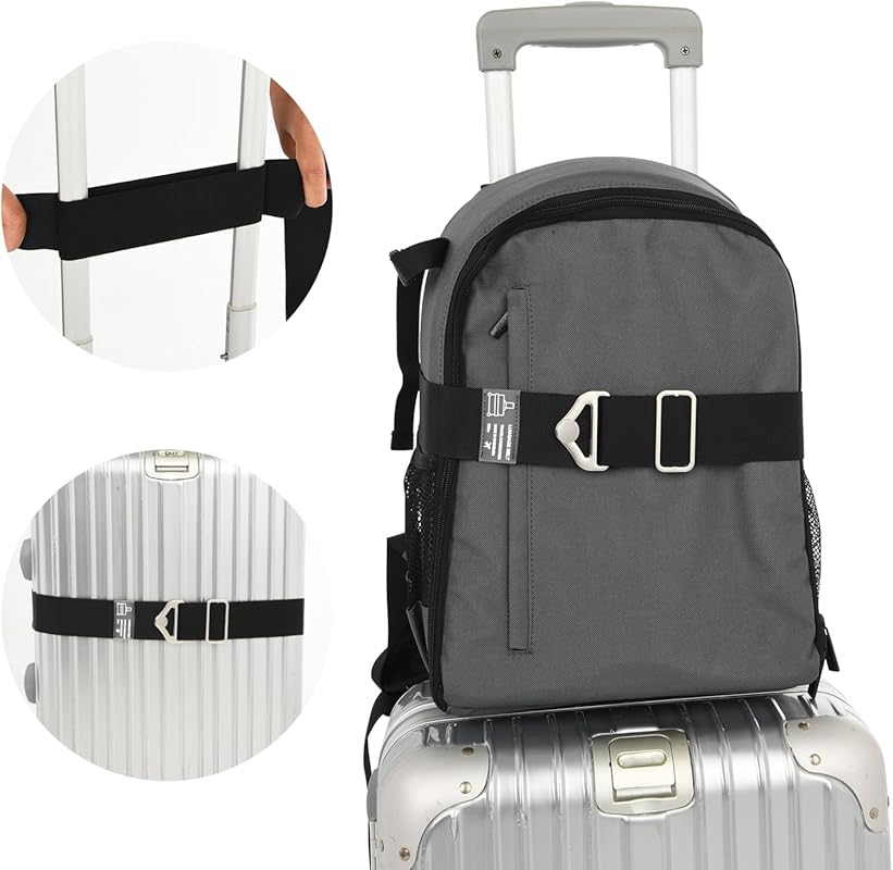 2-in-1 Adjustable Travel Luggage Belt with Alloy Buckle for Carry-On &