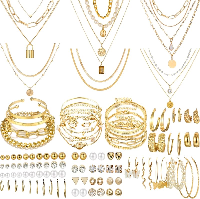 NEWITIN 69-Piece Gold Plated Fashion Jewelry Set for Women
