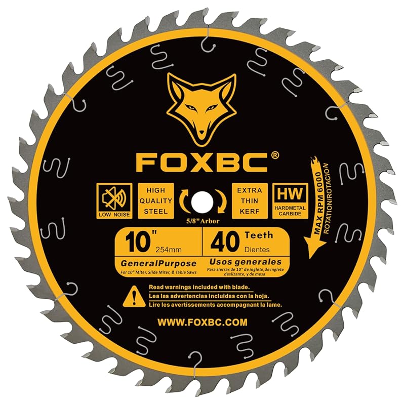 FOXBC 10 Inch Ultimate General Purpose Table Saw Blade, 40-Tooth Wood 